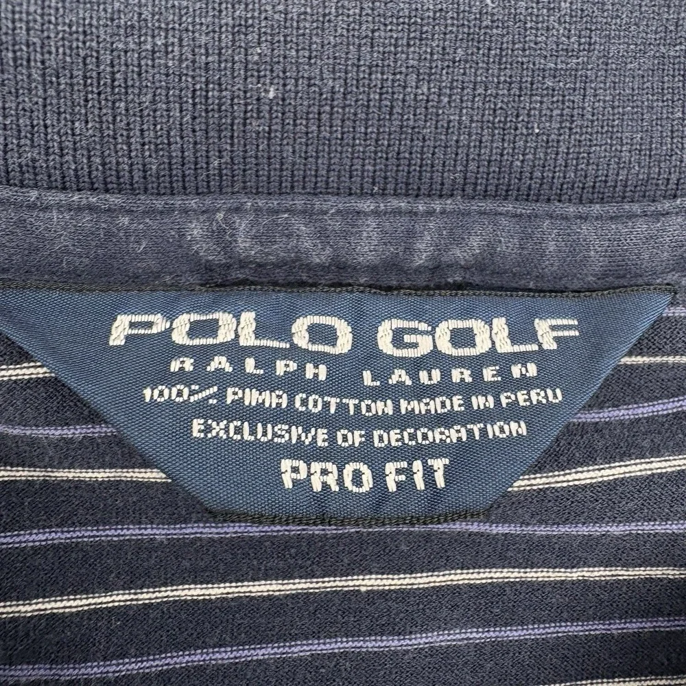 Polo Golf Ralph Lauren Mens XXL Striped Pima Cotton Pro Fit Polo Shirt Blue